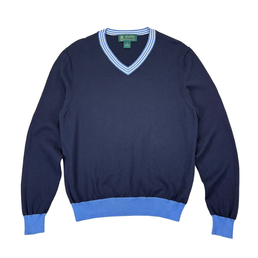 Brooks Brothers St Andrews Links Sweater Men S Navy Blue Supima Cotton Golf